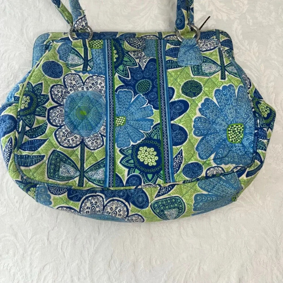 Vera Bradley "Doodle Daisy" Frame Purse Blue Floral Medium Size - Picture 3 of 10